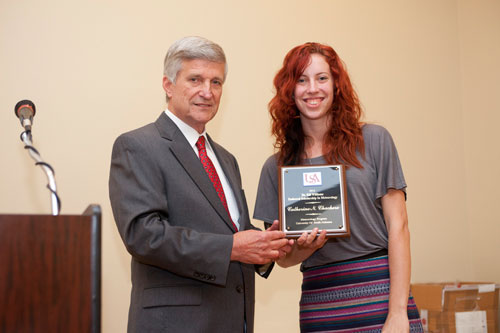 Catherine Chachiere receives a 2013 Endowed Scholarship from Dr. Bill Williams