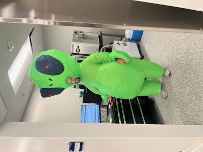 Post Doc working on the GCMS on Halloween