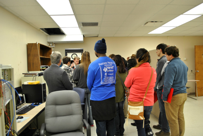 Dr. Burress showing his research lab