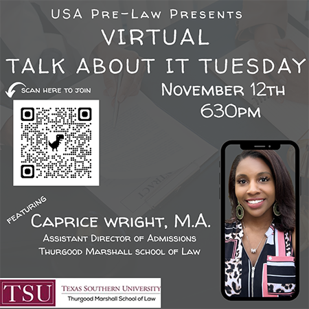 Virtual Talk about it Tuesday with Caprice Wright - text on page