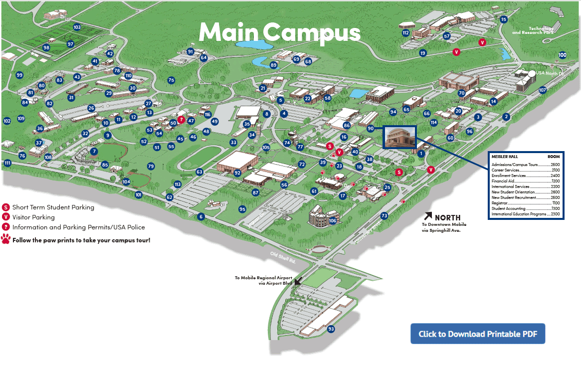 campus diagram with building numbers