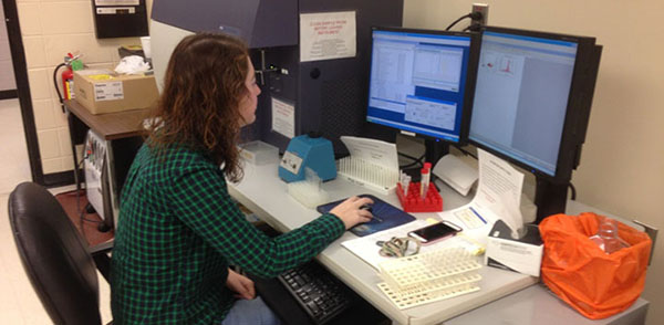 Flow Cytometry Core Laboratory woman working