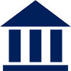 Building icon in dark blue