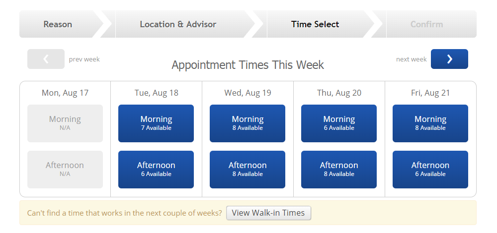 Appointment Times