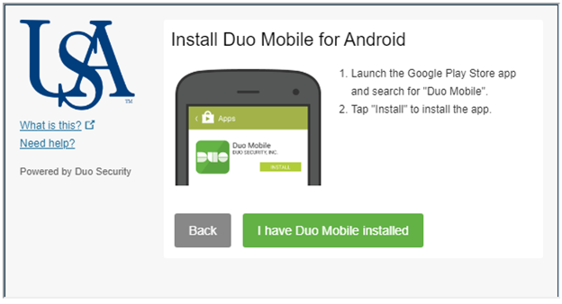 Screenshot of Install the Duo Mobile app on your device