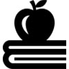 Apple on top of books