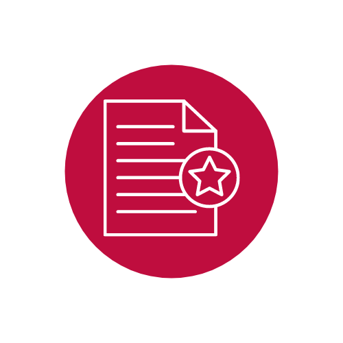 Paper icon with star in red circle
