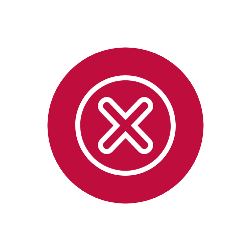 X icon in red circle