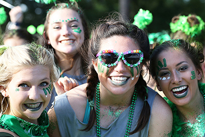Sorority women smiling while at fun event