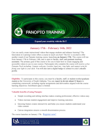 screenshot of past Panopto course flyer