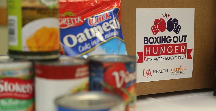 Through phase one of the Boxing out Hunger program, USA's Stanton Road Clinic will distribute 1,000 healthy pre-packaged boxes to food insecure patients that contain an assortment of shelf-stable ingredients such as canned produce, protein, dairy and grains. data-lightbox='featured'