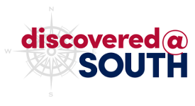 discovered@South with compass rose