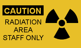 Caution sign for Radiation Area Staff Only